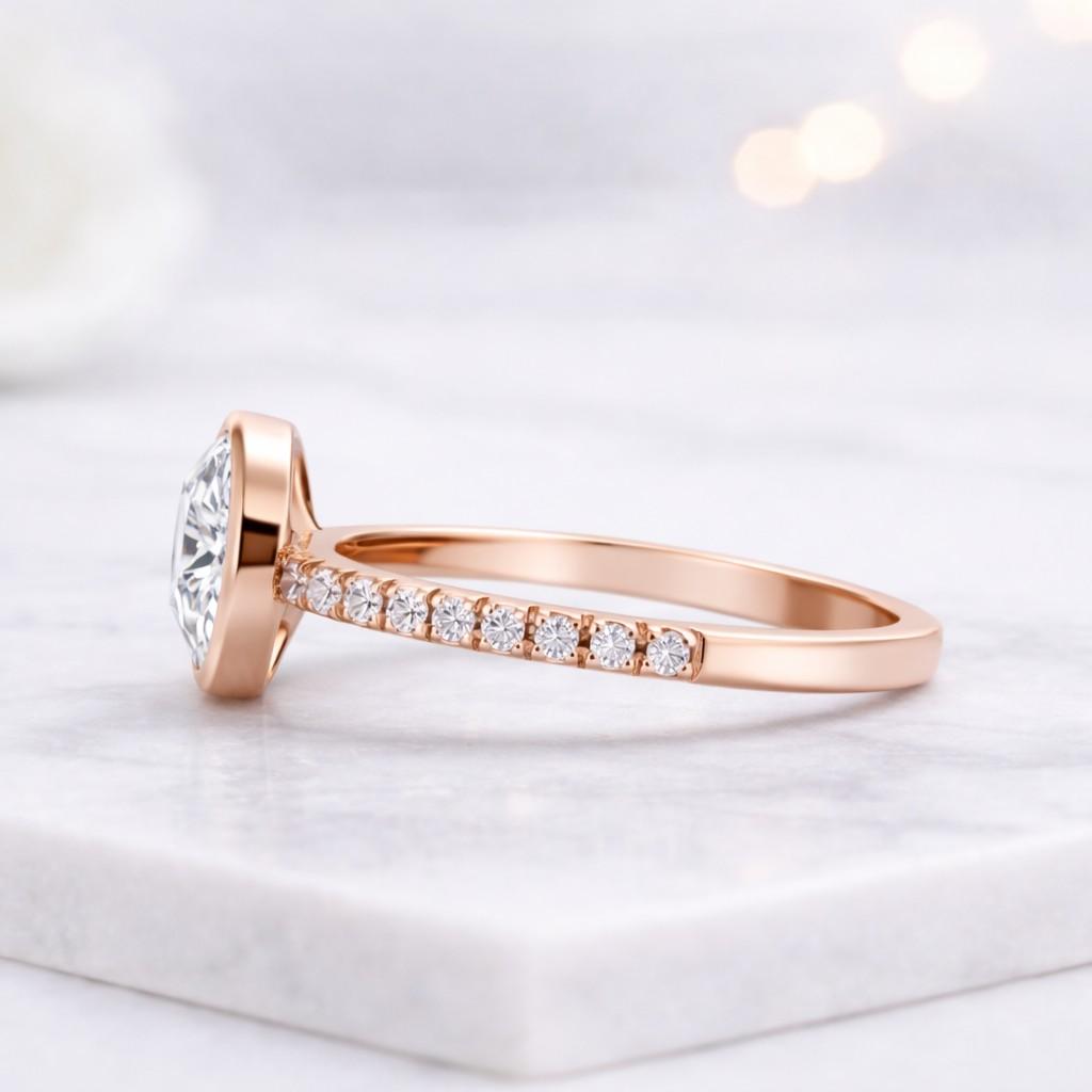 0.75ct round cut lab diamond wedding ring round cut moissanite bezel solitaire gold ring moissanite engagement ring her bridal ring
