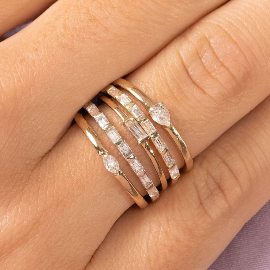 10k Yellow Gold Pear Cut Diamond Minimalist Ring