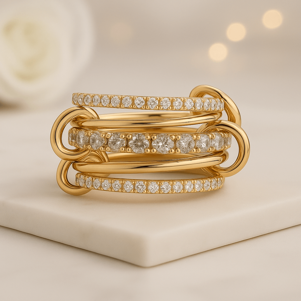 14K Gold Multi Link Connected Ring