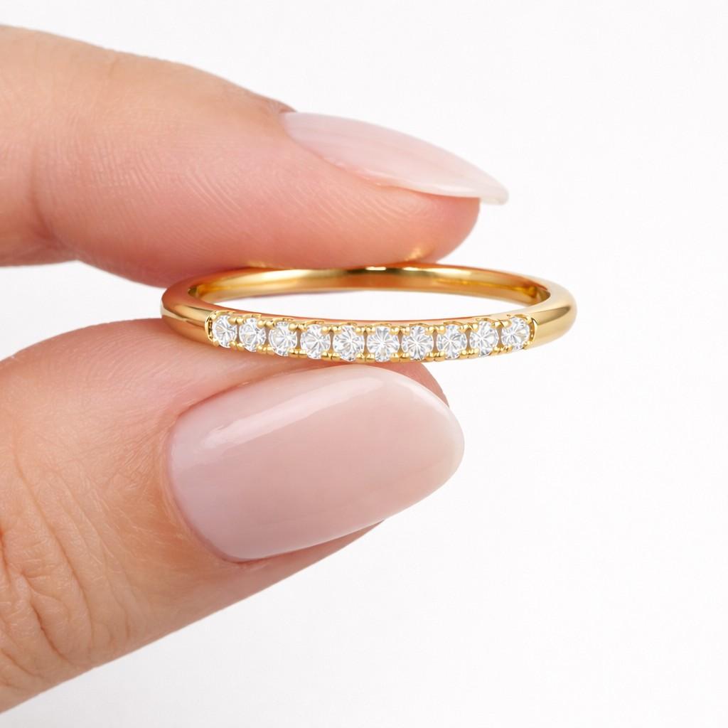 14k gold round diamond full eternity band • thin pave stacking ring • minimalist wedding band • anniversary gift for her