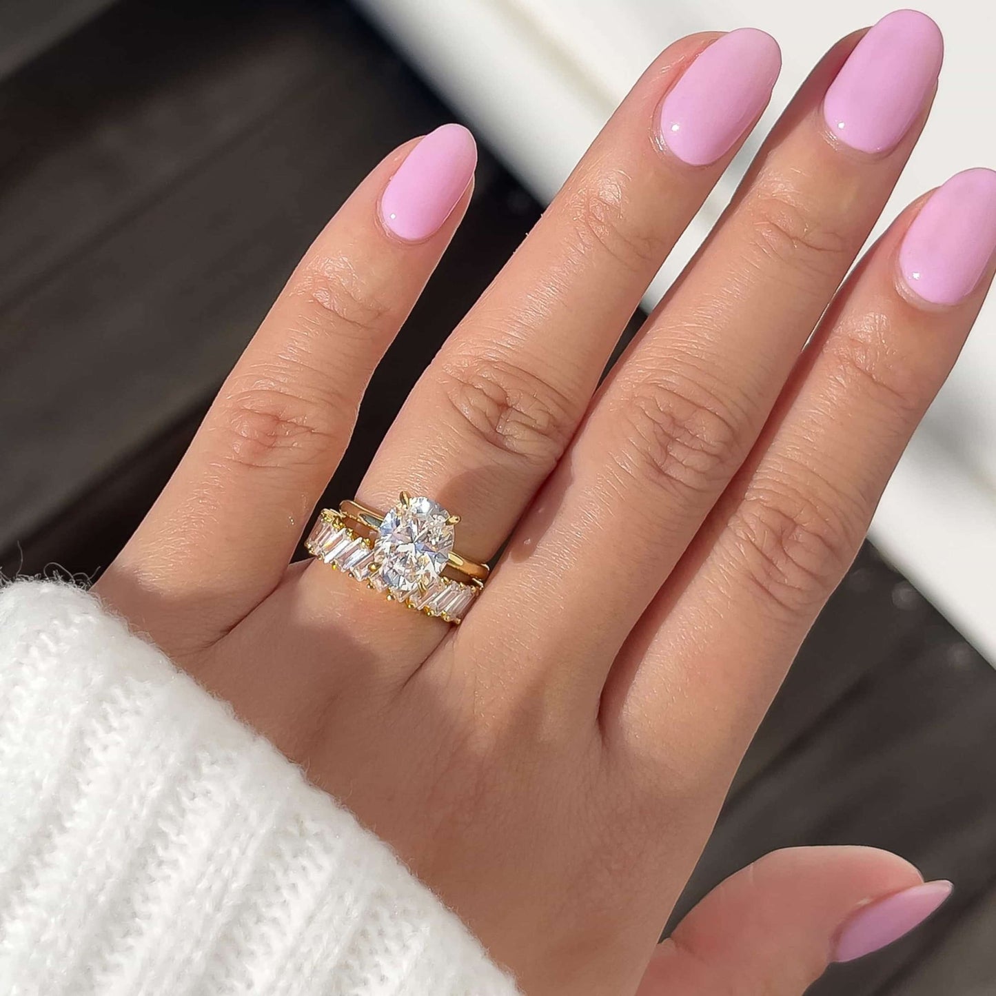 14K Oval Cut Diamond Hidden Halo Bridal Ring