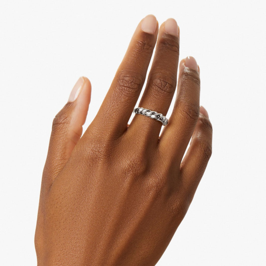 14K Solid Braided Twist Ring For Women