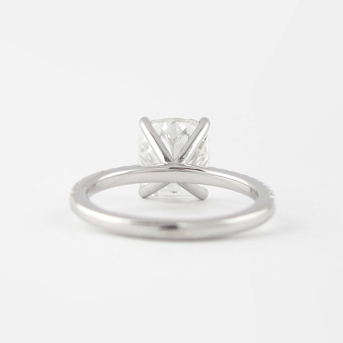 14K Solid Gold Promise Ring- Moissanite Half Eternity Ring- Side Stone Accented Ring
