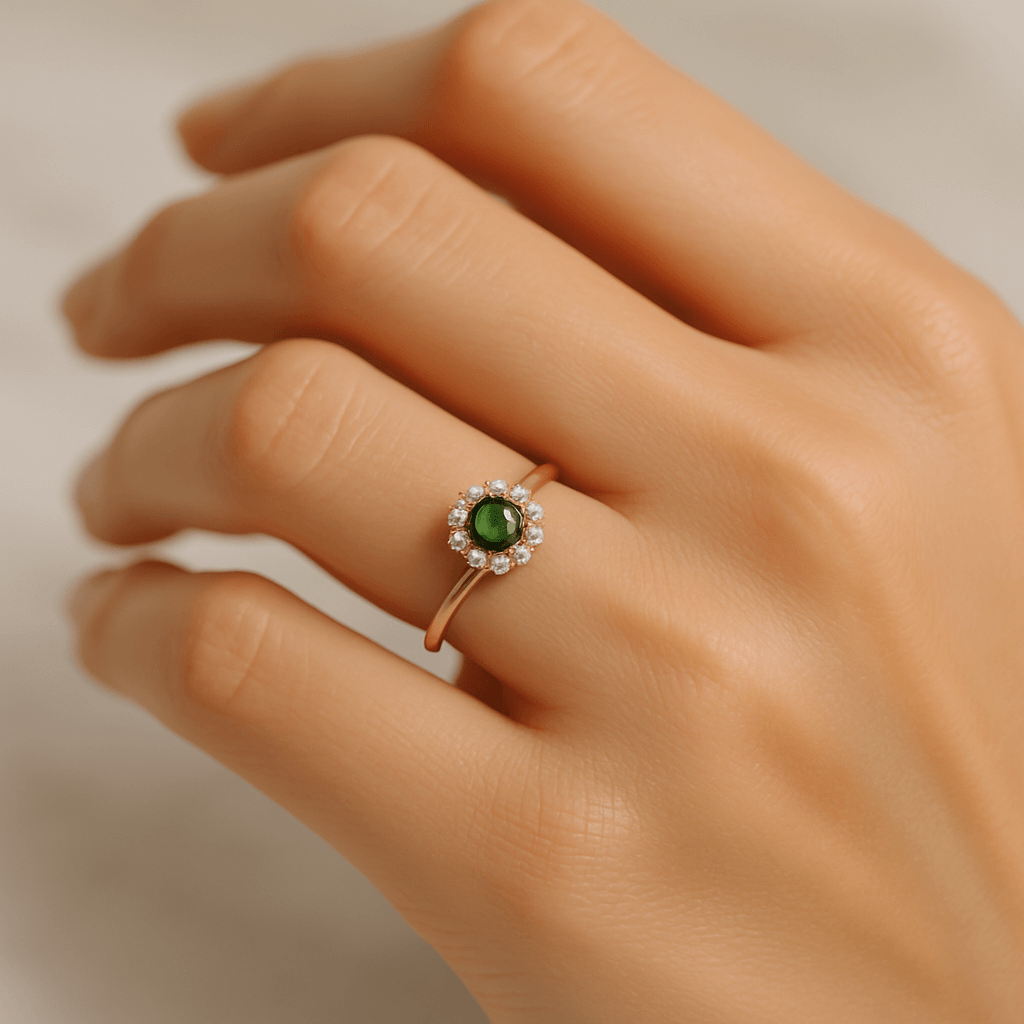 Halo Emerald Engagement Ring
