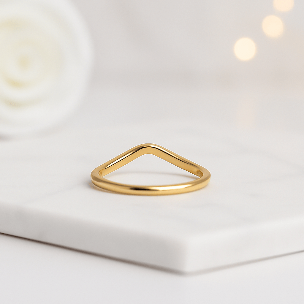 14K Solid Gold V Ring