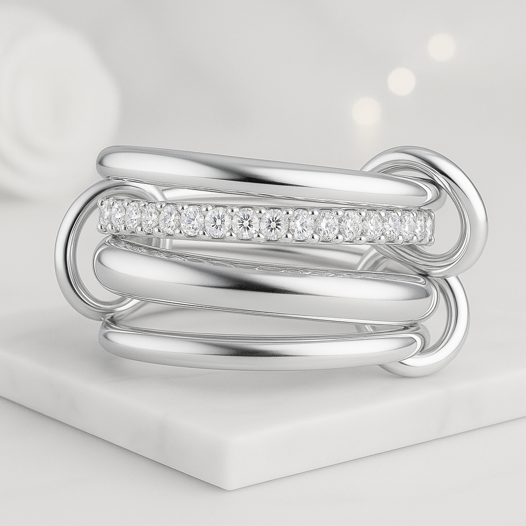 925 Sterling Silver Multi Link Connected Ring