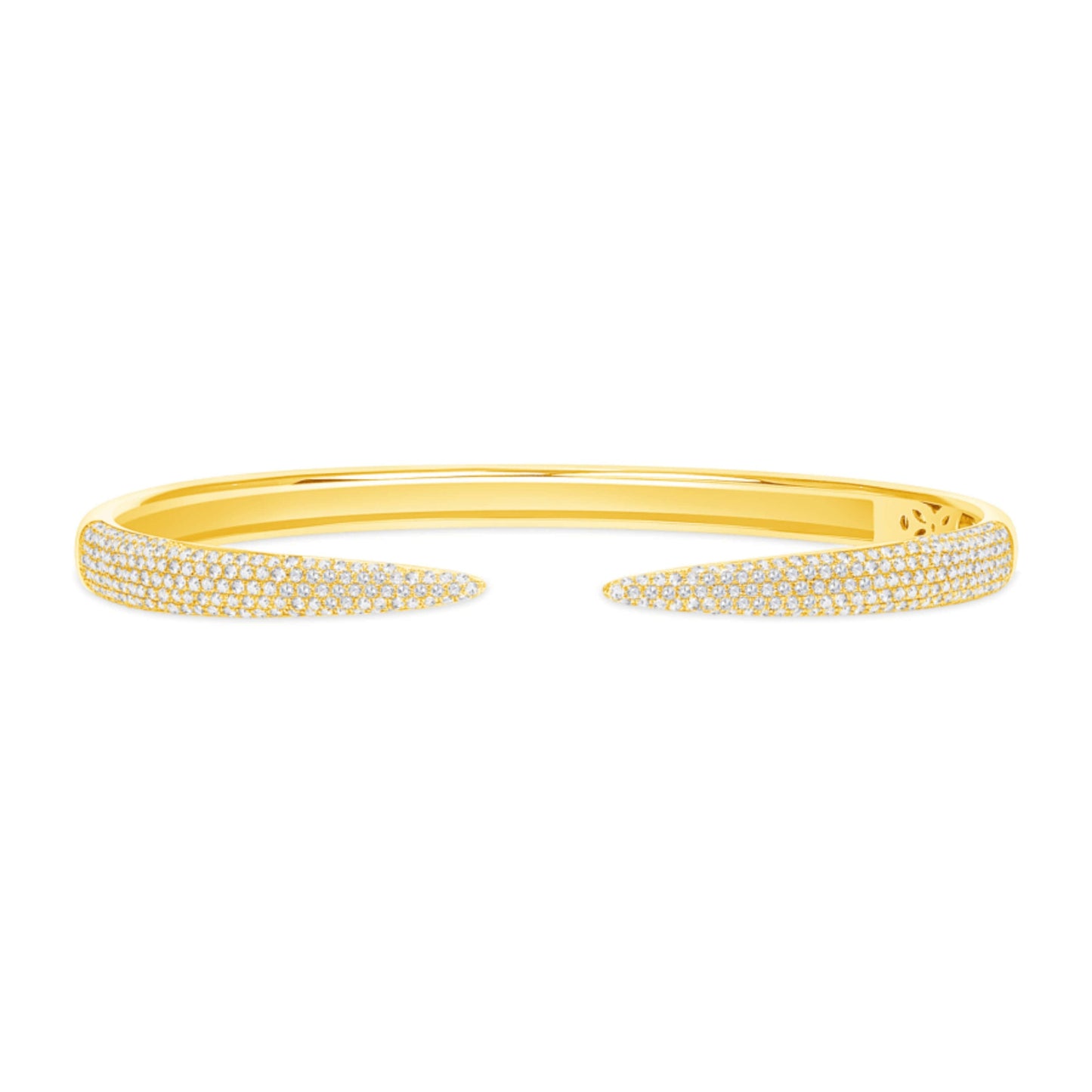 14K Yellow Gold Diamond Claw Cuff Diamond Bangle