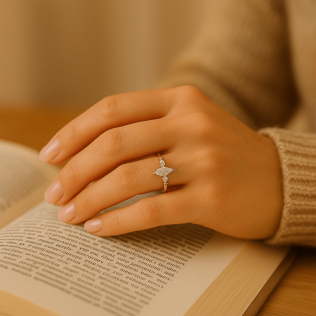 Marquise Cut Lab Diamond Engagement Ring