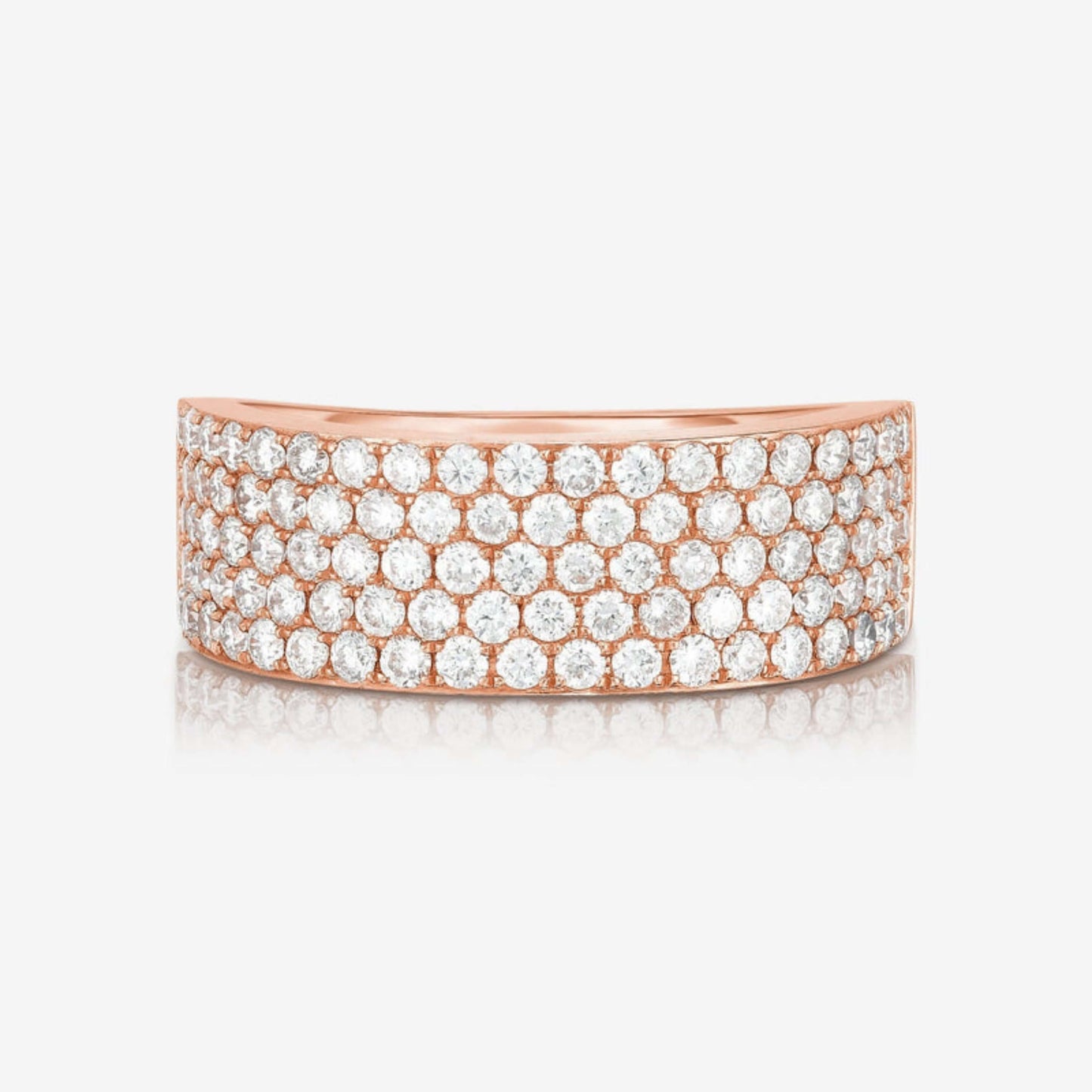 14k Gold Solid Thick Marriage Band, Pave Diamond Cigar Band in Yellow Rose White Gold, Handmade Jewelry