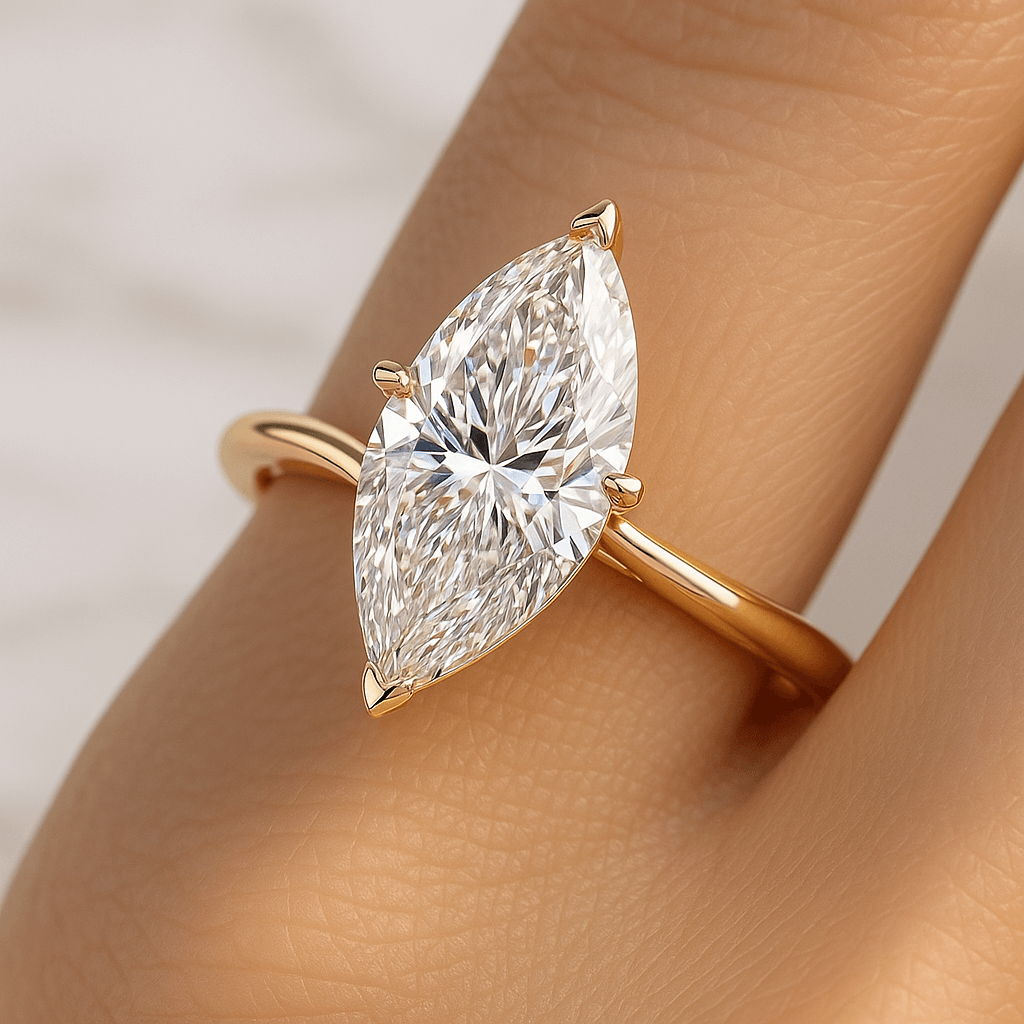 Marquise Cut Moissanite Engagement Ring