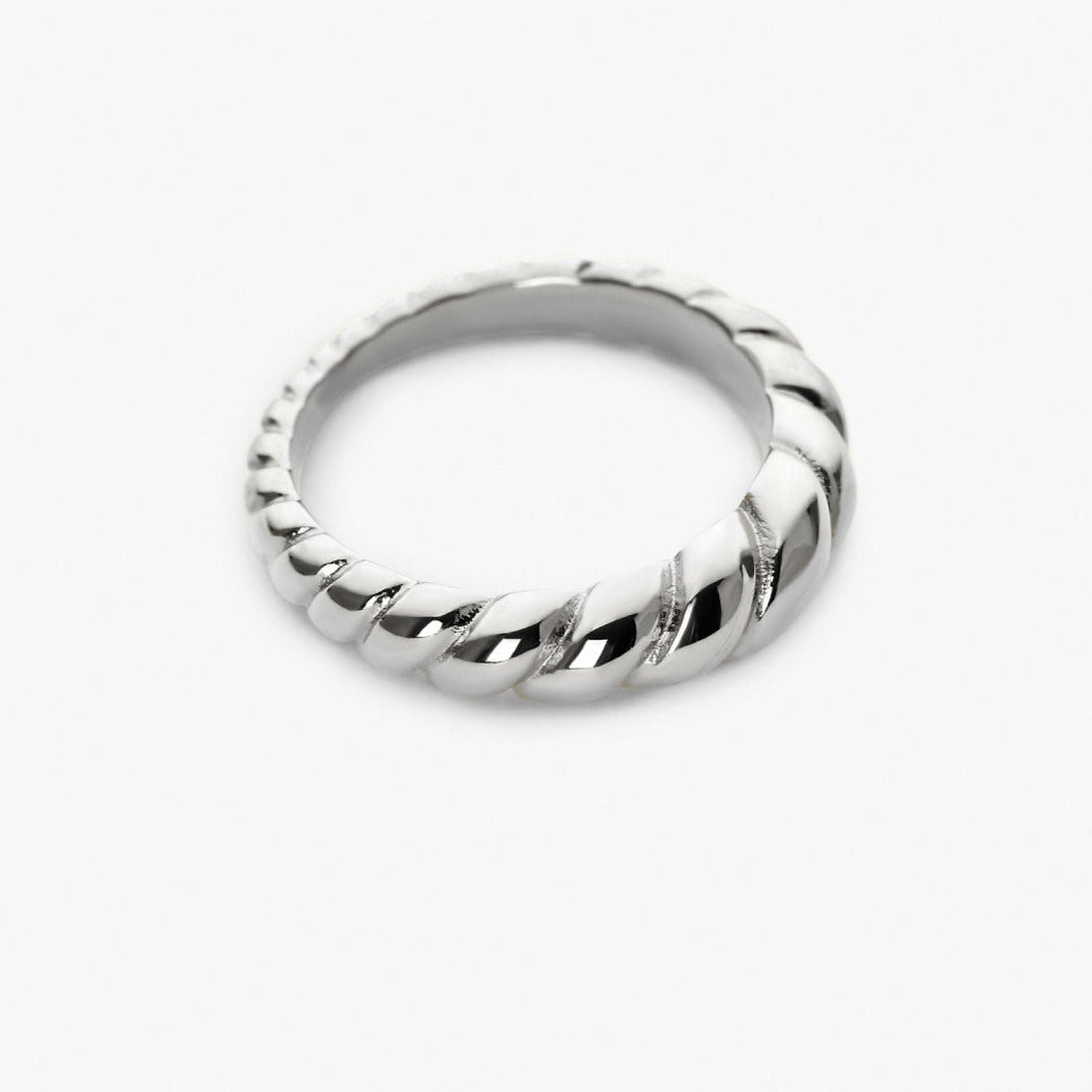 18K Solid Braided Twist Ring For Women