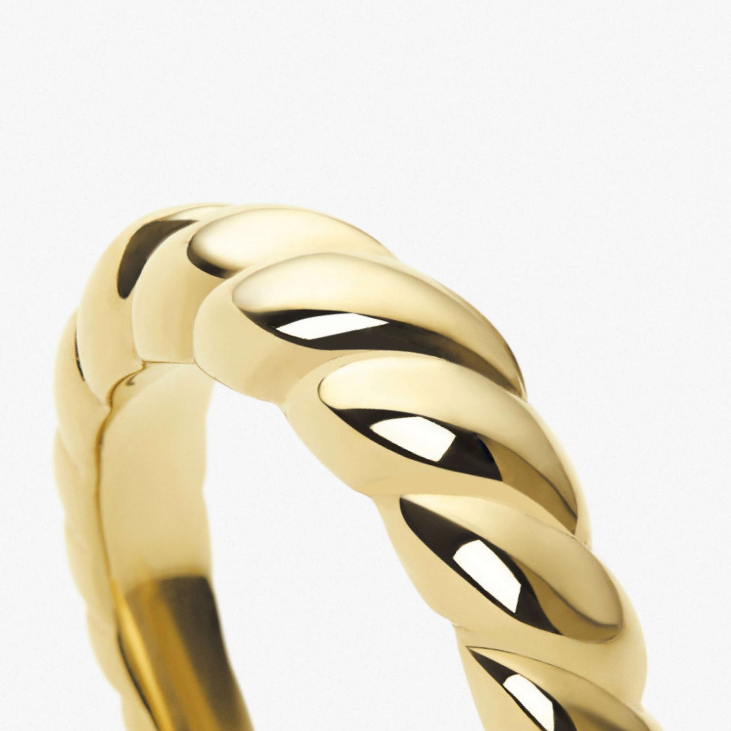 18K Solid Gold Braided Twist Ring For Women
