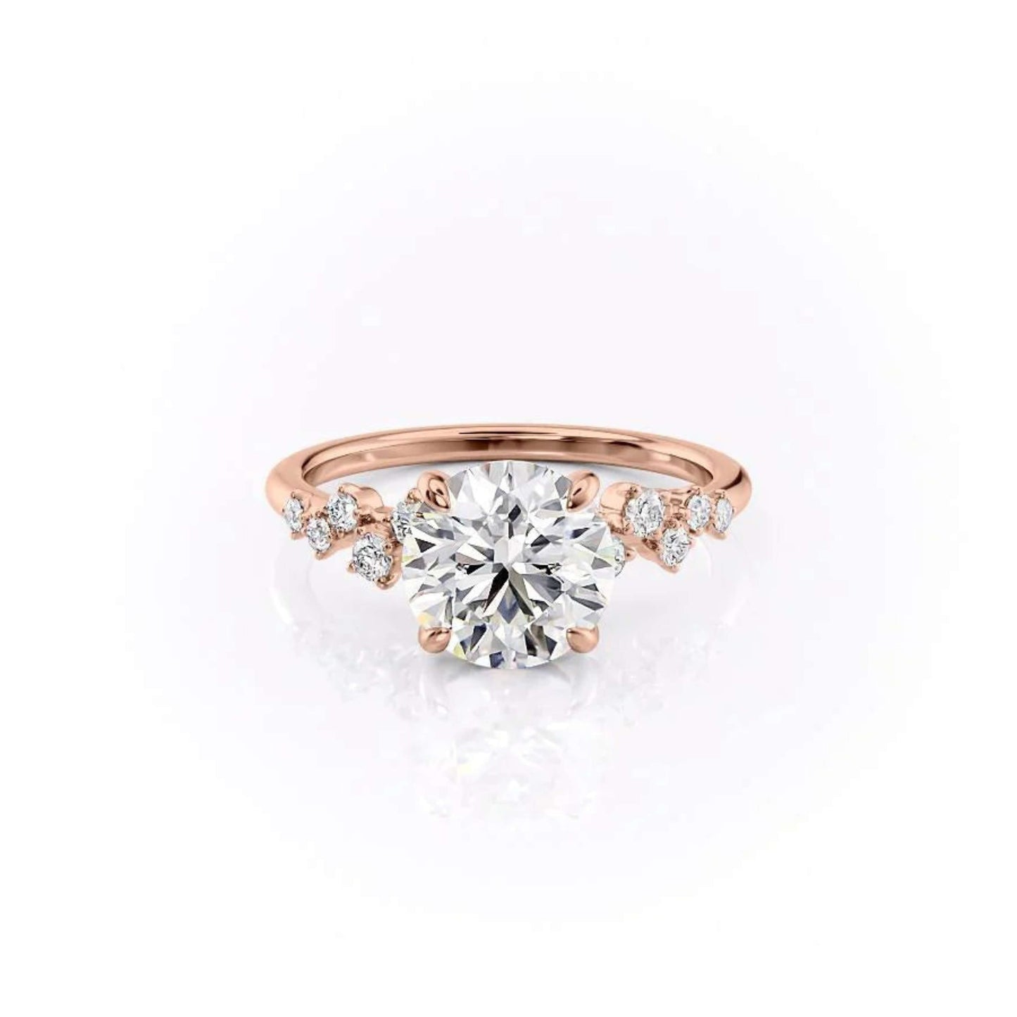 Round Lab Grown Diamond 18K Yellow Gold Engagement Ring