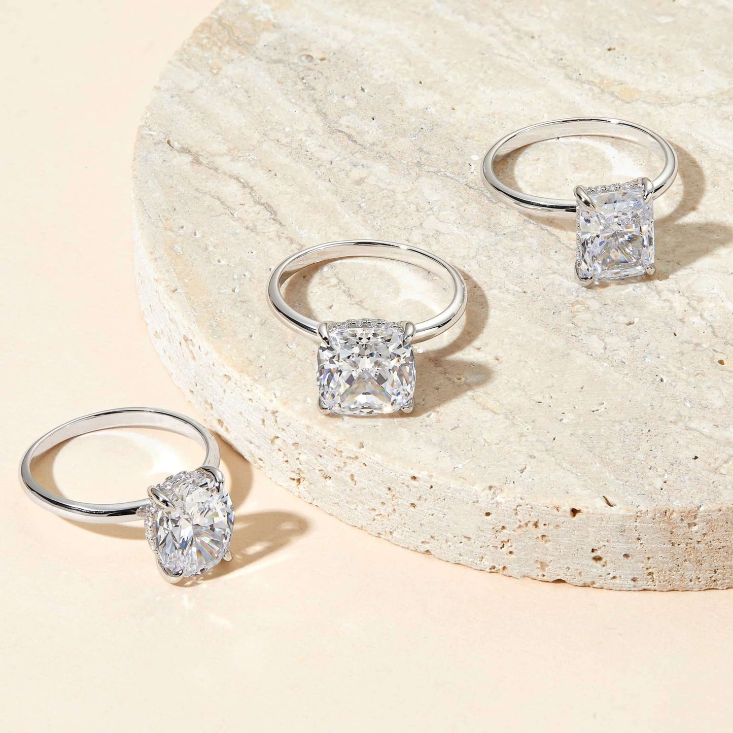 2.00 CT Cushion Cut Diamond Hidden Halo Rings