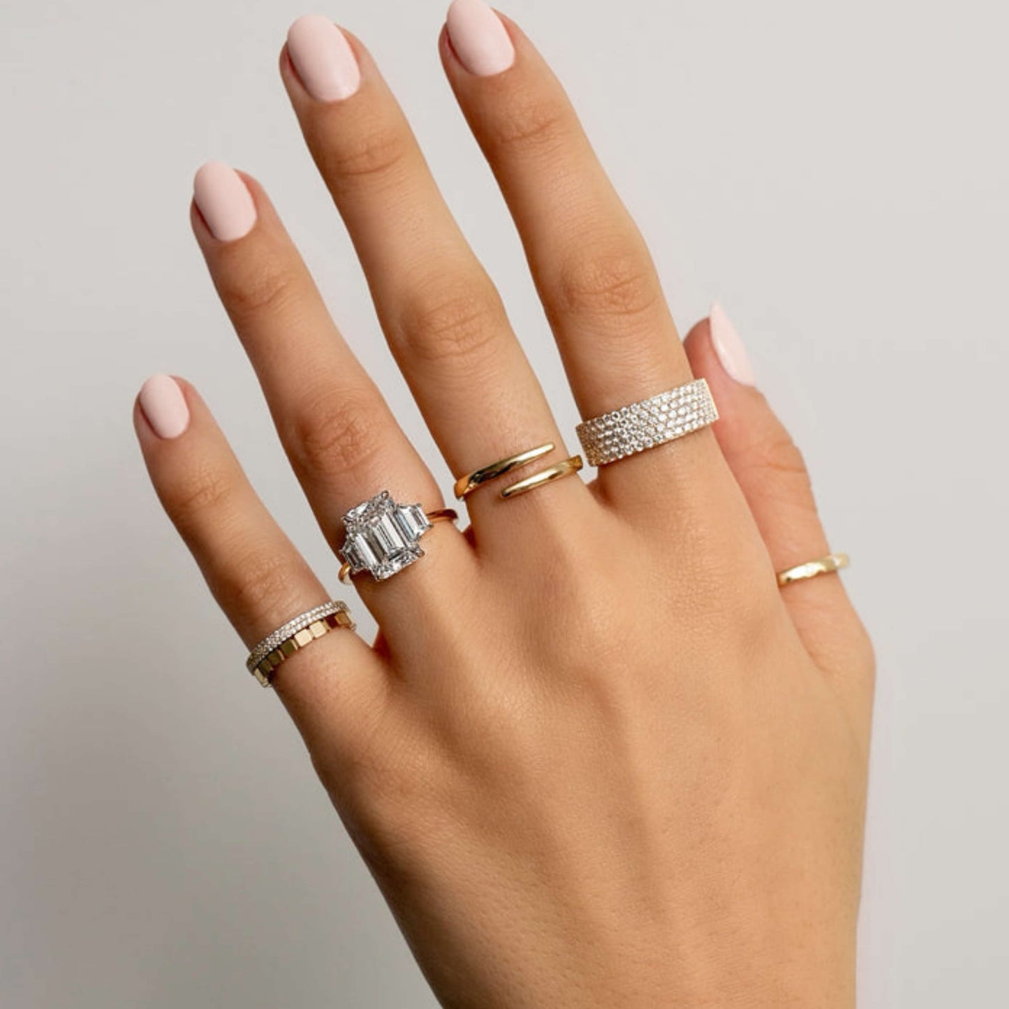 6mm Gold Band Ring, , Micro Pave Wide Eternity Ring, Stackable Anniversary Ring For Women