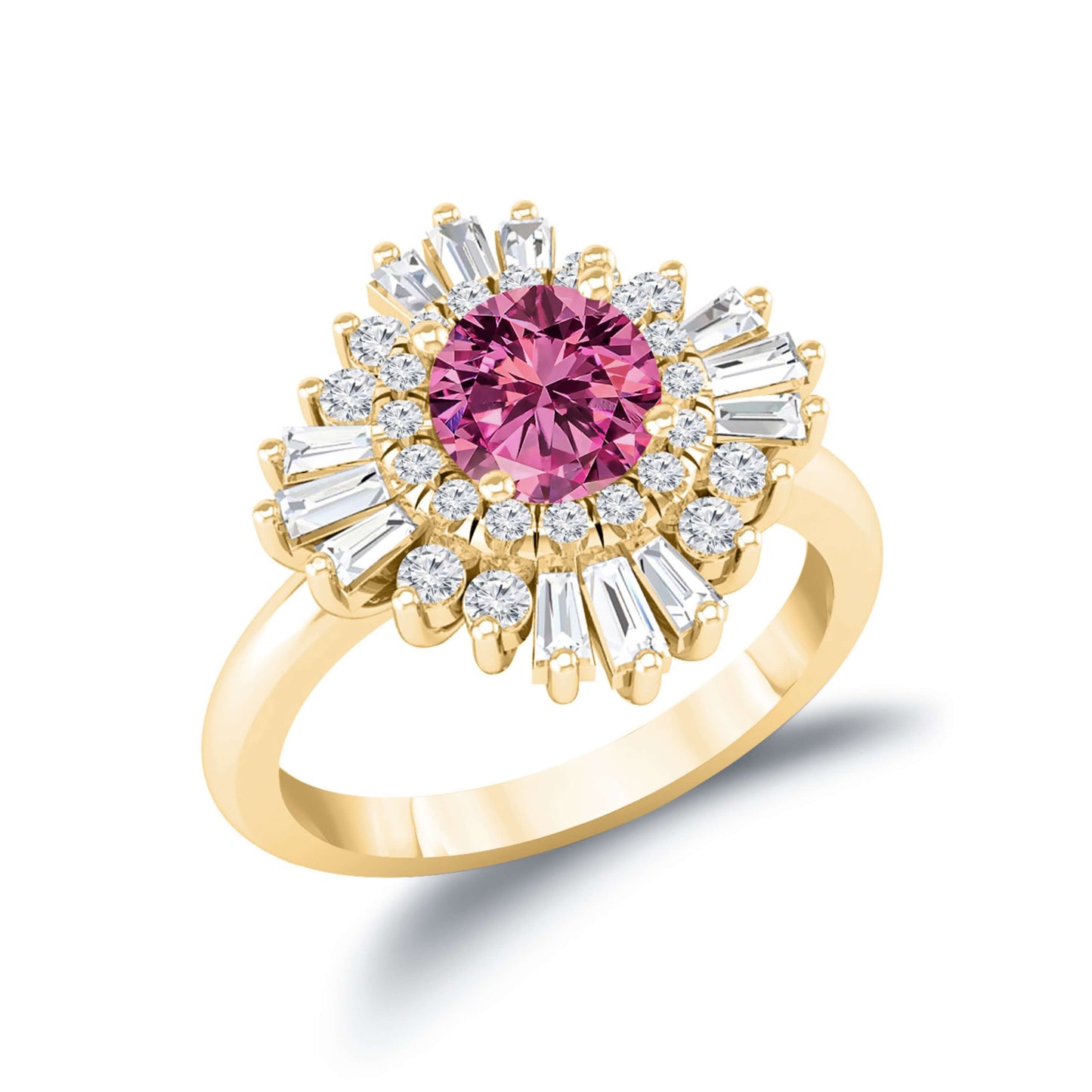 Antique Halo Pink Lab Grown Diamond Ring Set