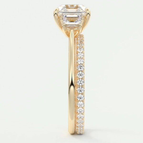 Asscher Diamond Ring, Three Stone Ring