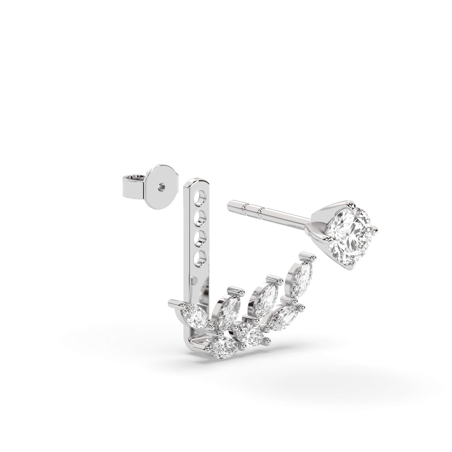 Best Gift Leaf Front Back Ear Jacket Earrings