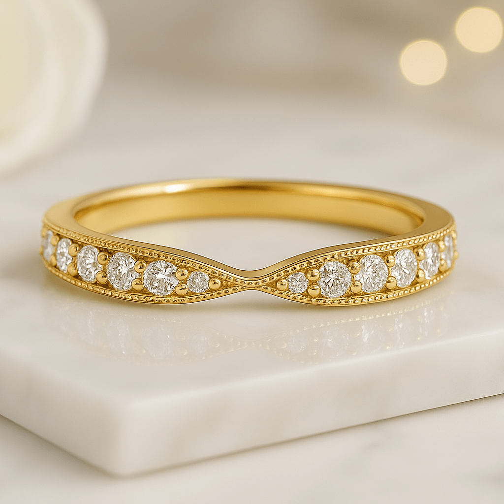 Bow Tie Shaped Diamond Wedding Band