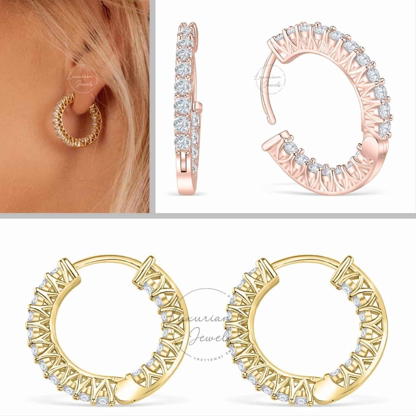 Bridesmaid Diamond Hoop Earring, Natural Diamond Hoop