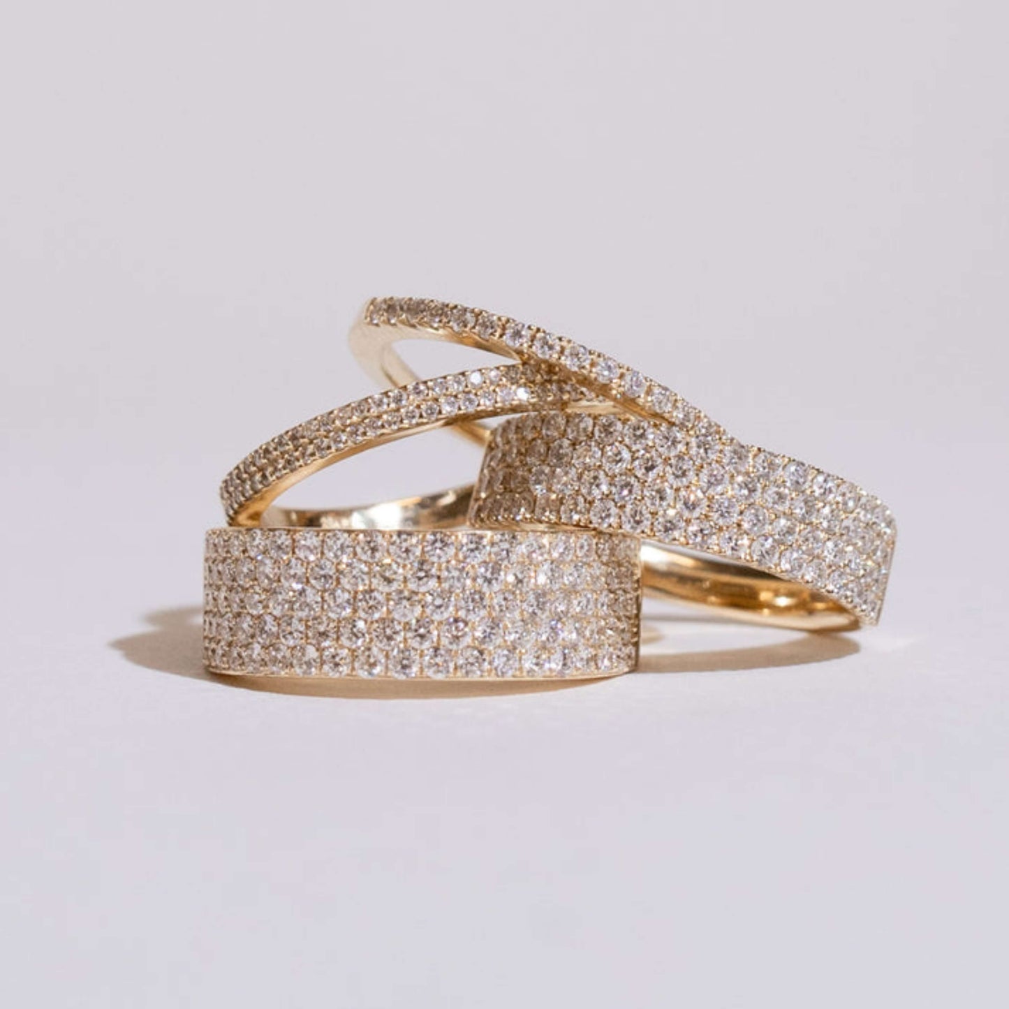 Bubble Ring Real Gold, Scattered Diamond Dome Wedding Ring For Women