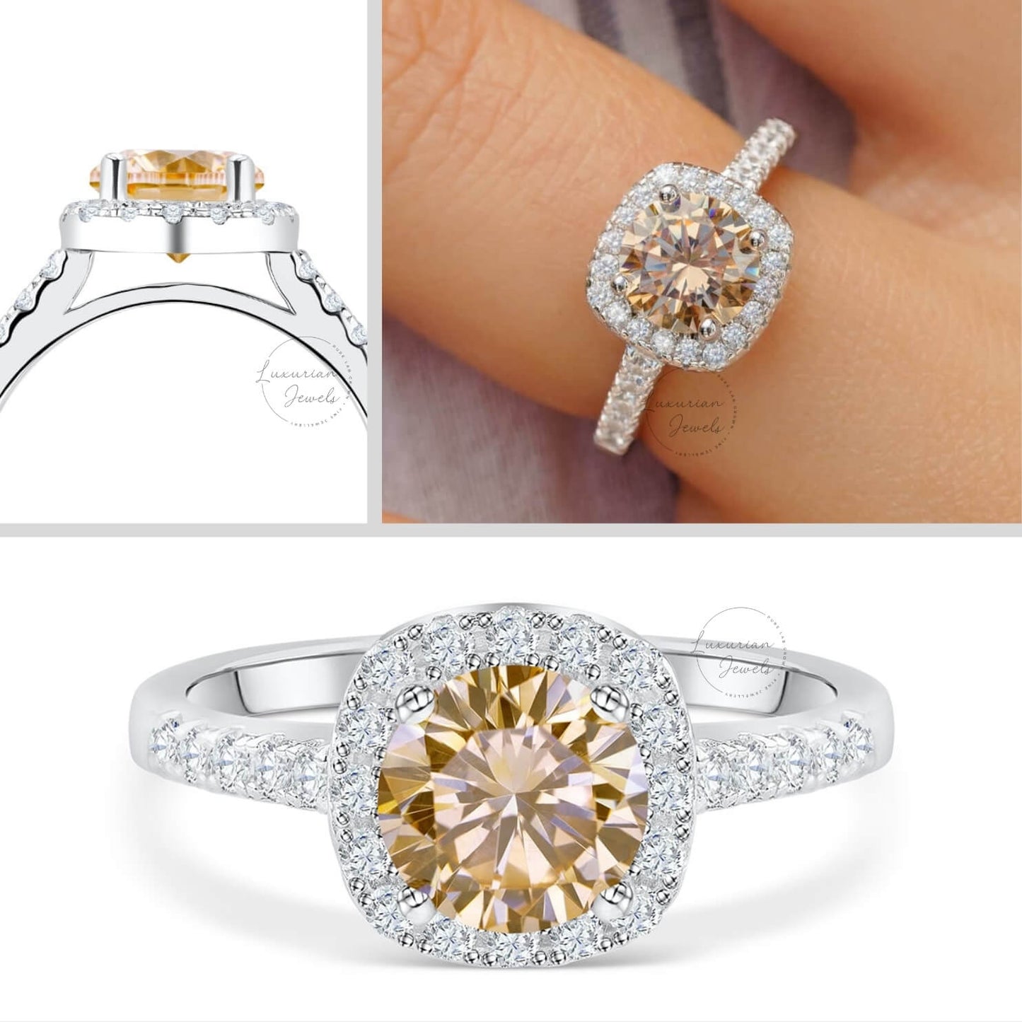 Certified Princess Cut Lab Grown Diamond Twist Ring,