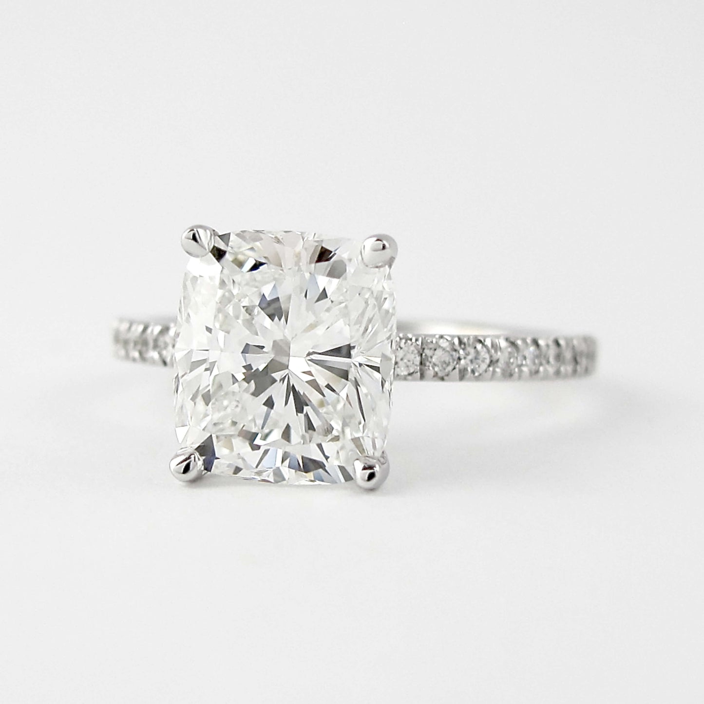 Cushion Cut Moissanite Engagement Ring, 1.5 CT Hidden Halo Moissanite Diamond Ring