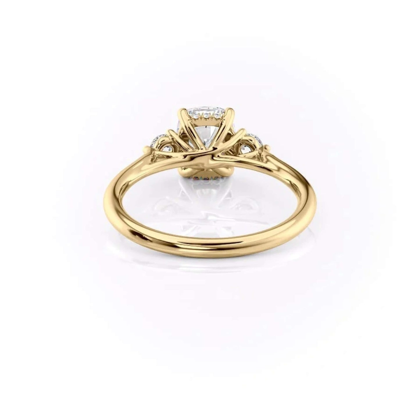 Cushion Cut Moissanite Engagement Ring, Old Mine Cushion Cut Ring, Elongated Cushion, Three Stone Ring for Her