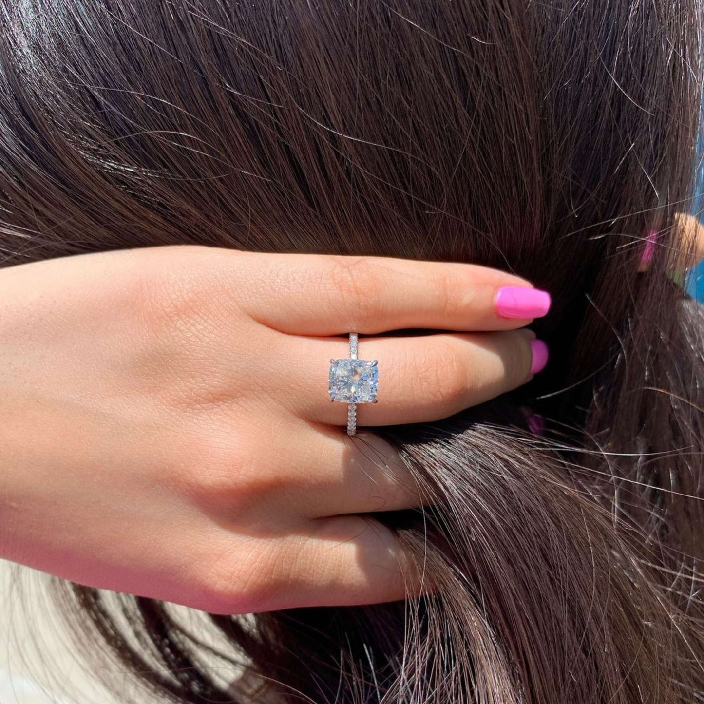 Cushion Cut Solitaire Engagement Ring, 8mm Promise Ring For Her, Bridal Jewelry