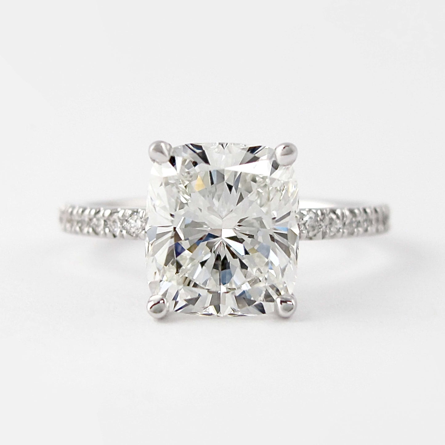 Cushion Engagement Ring- 14K Solid Gold Promise Ring- Moissanite Half Eternity Ring
