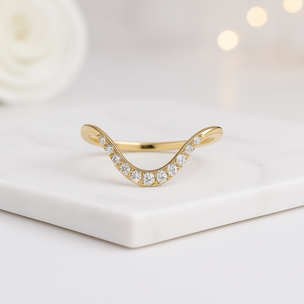 Custom Curved Diamond Ring