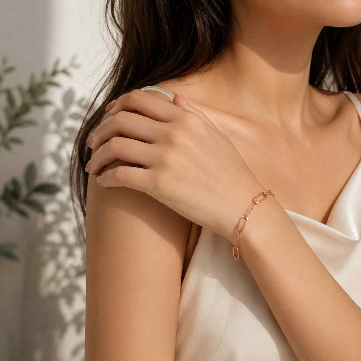 dainty gold diamond bracelet | minimalist 14k gold chain bracelet for her | delicate everyday jewelry | bridesmaid gift | oval link charm