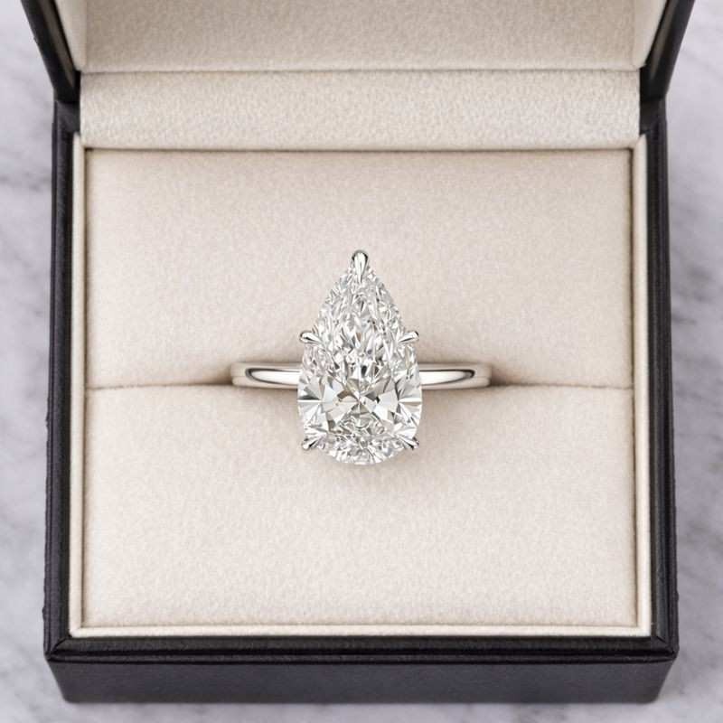 dainty pear wedding ring