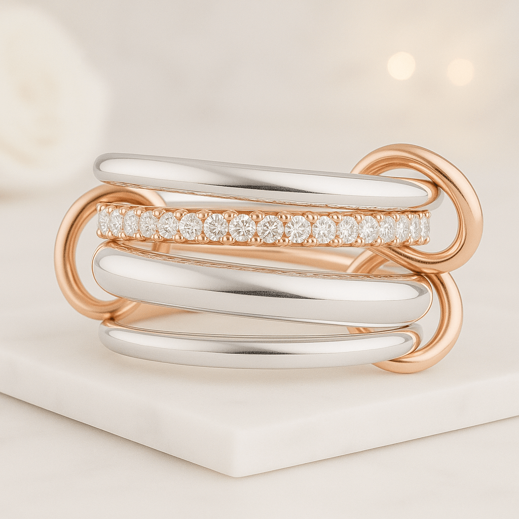 925 Sterling Silver Multi Link Connected Ring