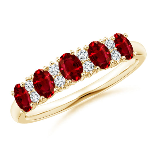Diamond Ruby Half Eternity Band