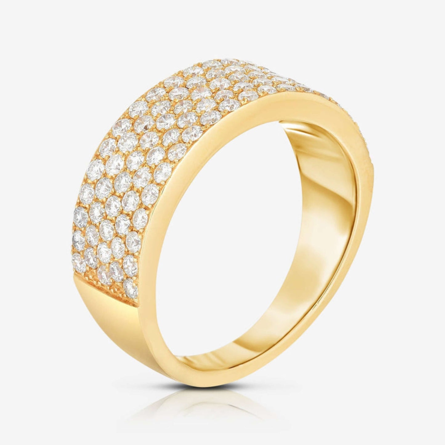 Diamond Wedding Band, 14k Solid Gold Cluster Diamond Ring, Thick Wedding Band Women