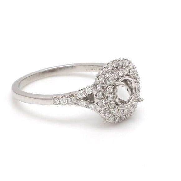 Double Halo Wedding Art Deco Ring Semi Mount, Jewelry Gift