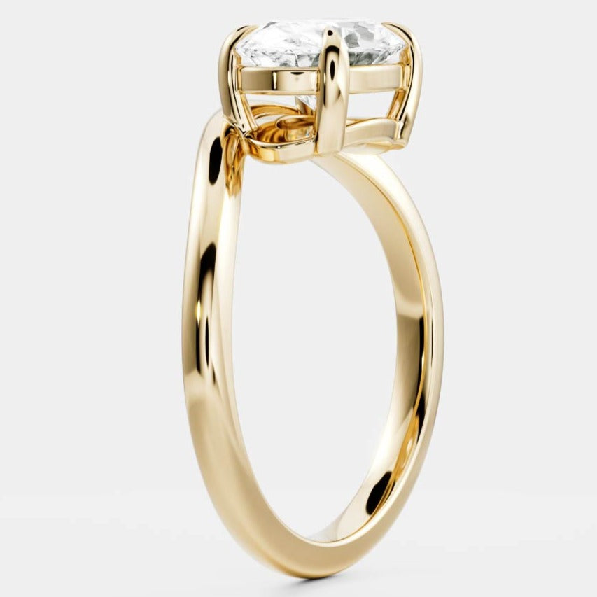 East-West Oval Diamond Curved Wedding Ring For Gf