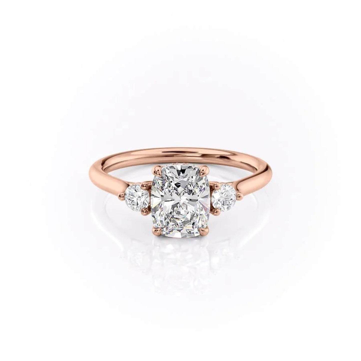 Elongated Cushion Cut Three Stone Ring