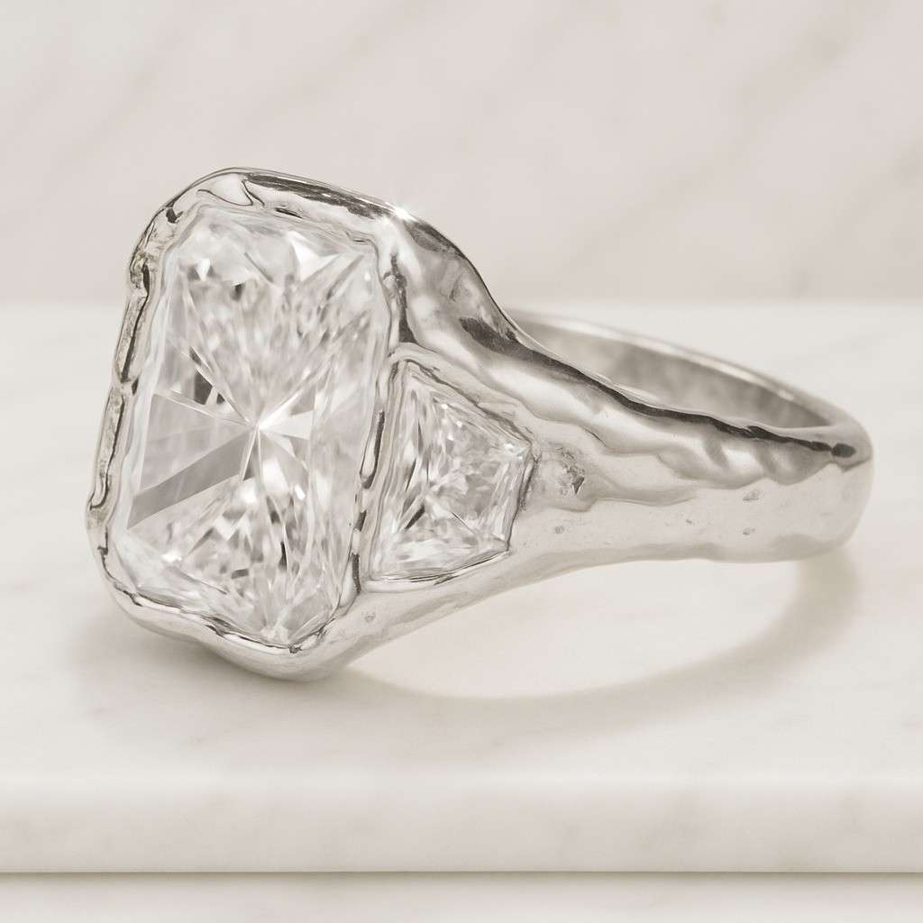 Elongated Cushion Diamond Engagement Ring for wife