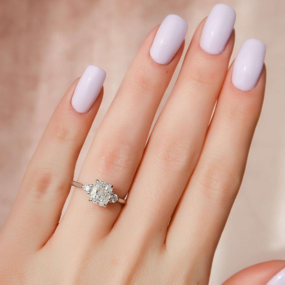 Elongated Cushion and Round Lab Grown Diamond Ring