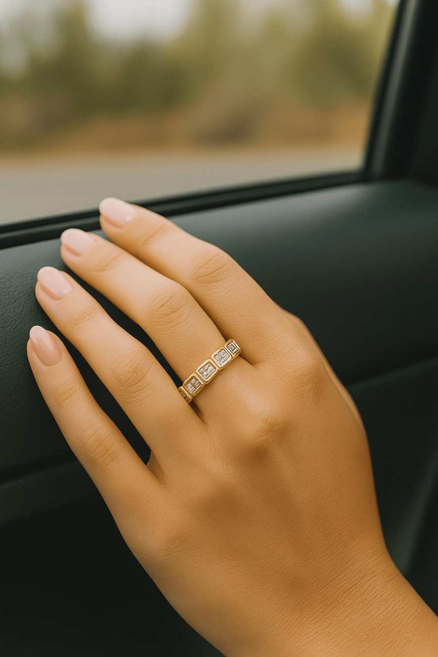 emerald cut full eternity wedding band gift for