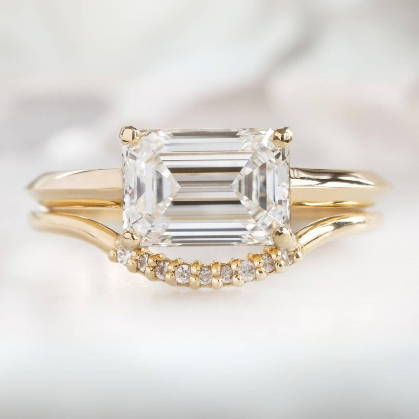 Emerald Diamond Solitaire Ring