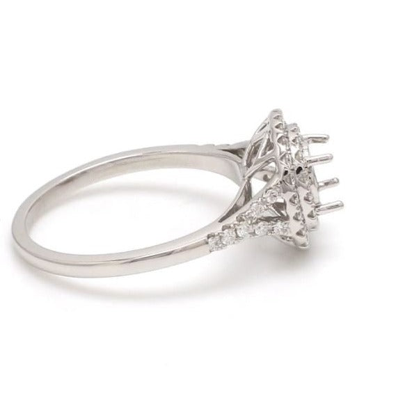 Flower Shaped Double Halo Art Deco Ring