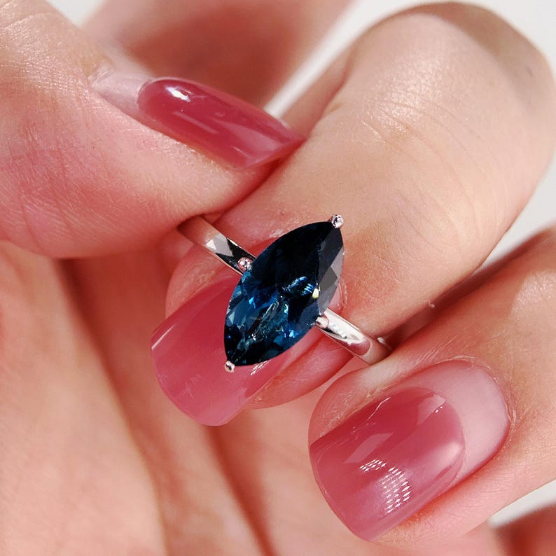 Blue Gemstone Ring For Her