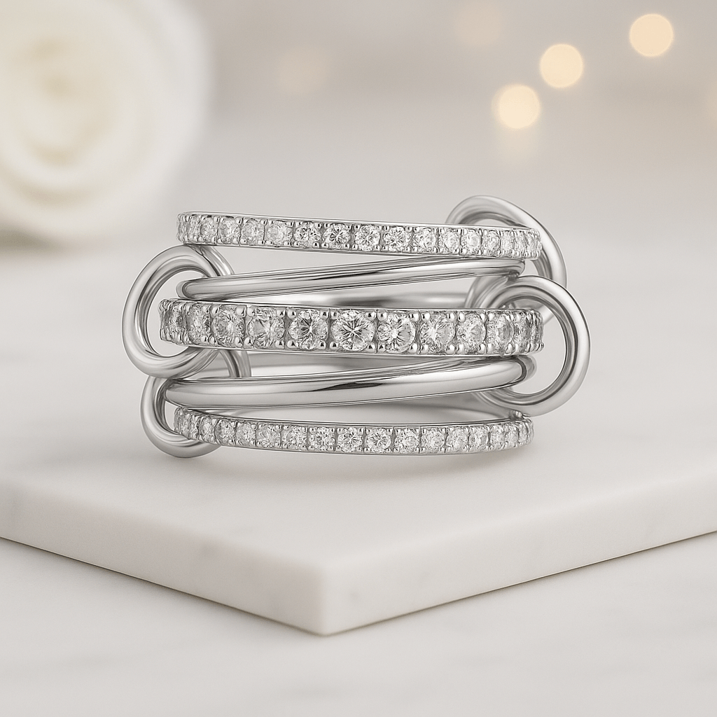 Gold Interlocking Zircon Ring