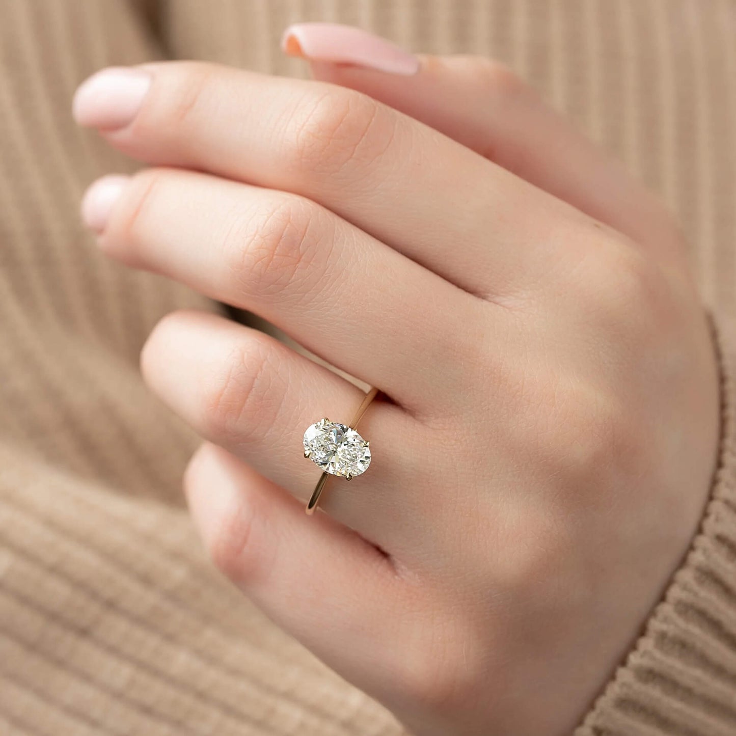 Gold Promise Ring 3 CT Oval Cut Solitaire Engagement Ring