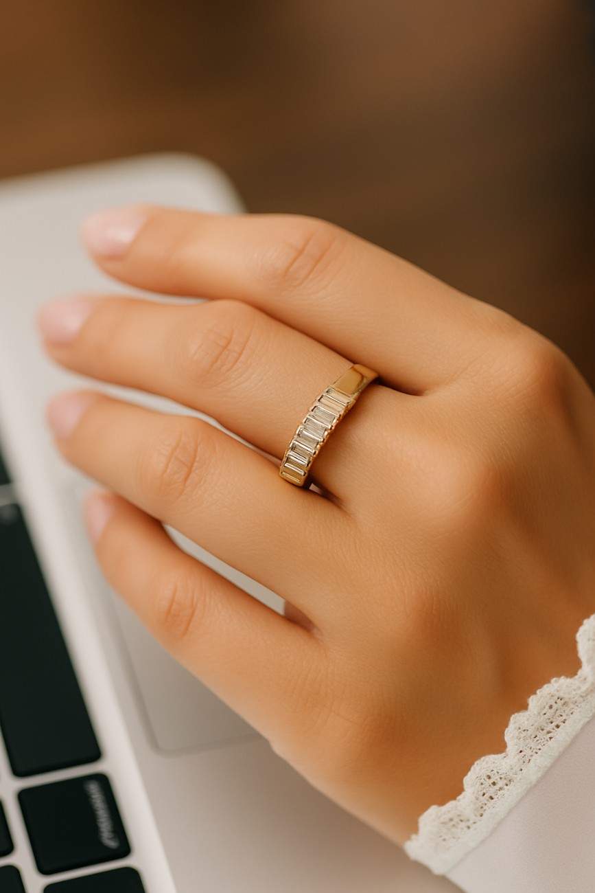 half eternity bubble ring, moissanite wedding ring rose gold ring stacking ring minimalist ring matching band curved band mothers day gift