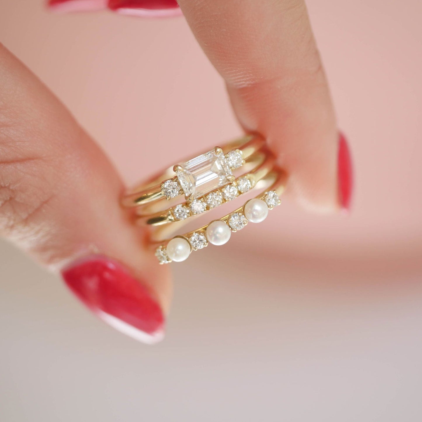 Half Eternity Diamond Dome Wedding Ring, 14k Solid Gold Alliance Ring