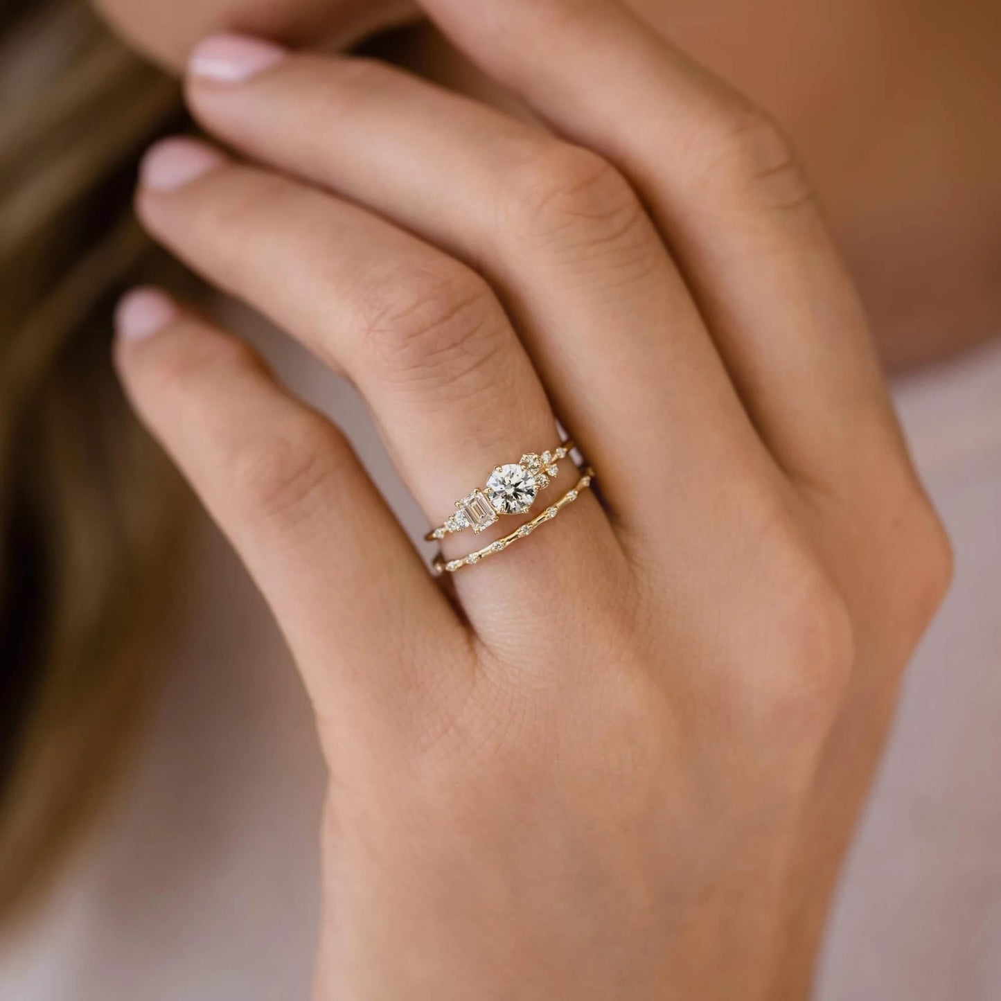 Half Eternity Round Cut Distance Diamond Band